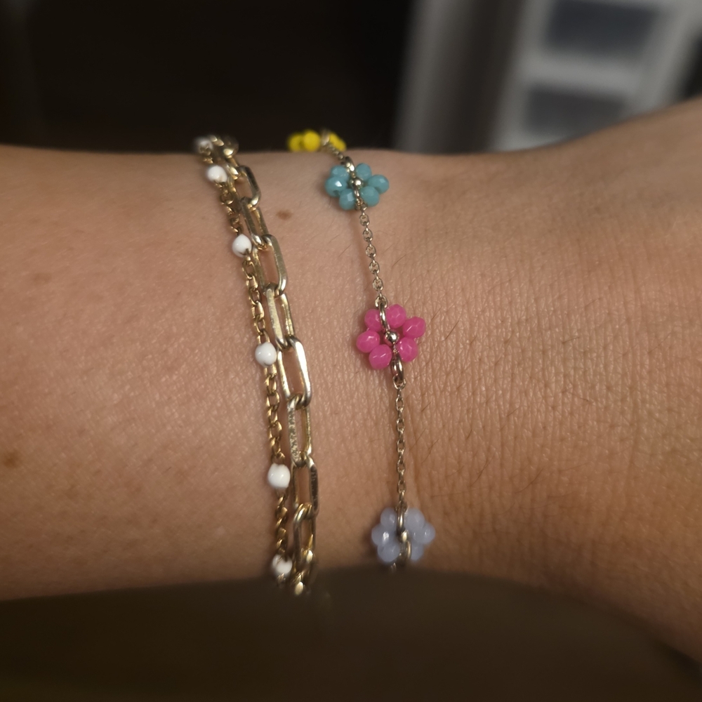 Iron Orchid Dainty Floral Beaded Bracelet